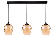 Люстра потолочная трехрожковая Мелодия Света Е27 220В Черная 7990-3 BK+Amber картинка 